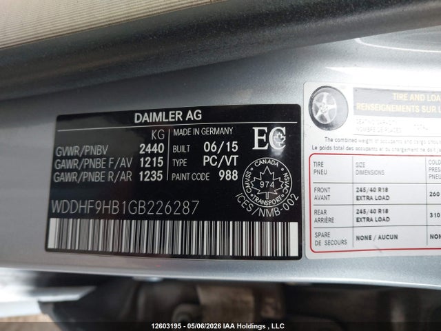 WDDHF9HB1GB226287 Mercedes-Benz E 250 Bluetec 4matic
