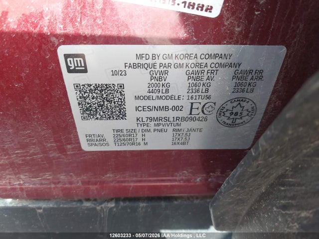 Продаж на аукціоні авто 2024 Chevrolet Trailblazer Lt, vin: KL79MRSL1RB090426, номер лоту: 12603233