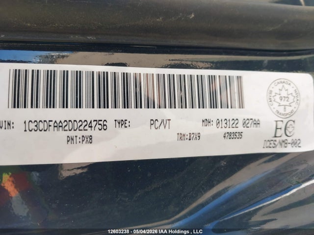 Aukcja sprzedaży 2013 Dodge Dart Se/aero, vin: 1C3CDFAA2DD224756, numer aukcji: 12603238
