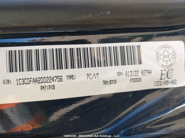 Aukcja sprzedaży 2013 Dodge Dart Se/aero, vin: 1C3CDFAA2DD224756, numer aukcji: 12603238