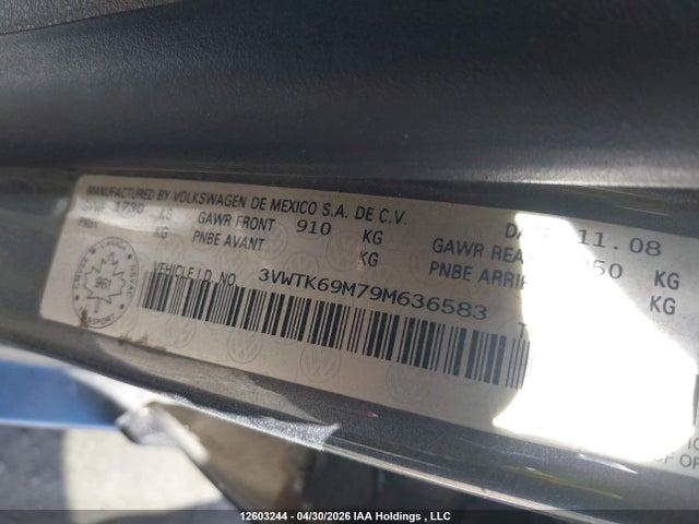 Продажа на аукционе авто 2009 Volkswagen City Jetta 2.0l, vin: 3VWTK69M79M636583, номер лота: 12603244