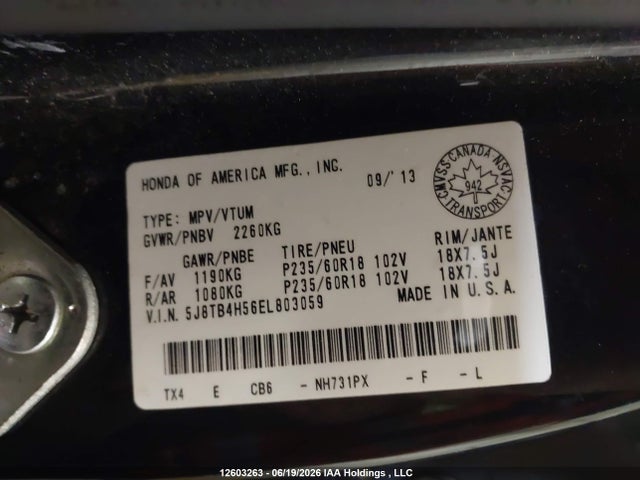 5J8TB4H56EL803059 Acura RDX
