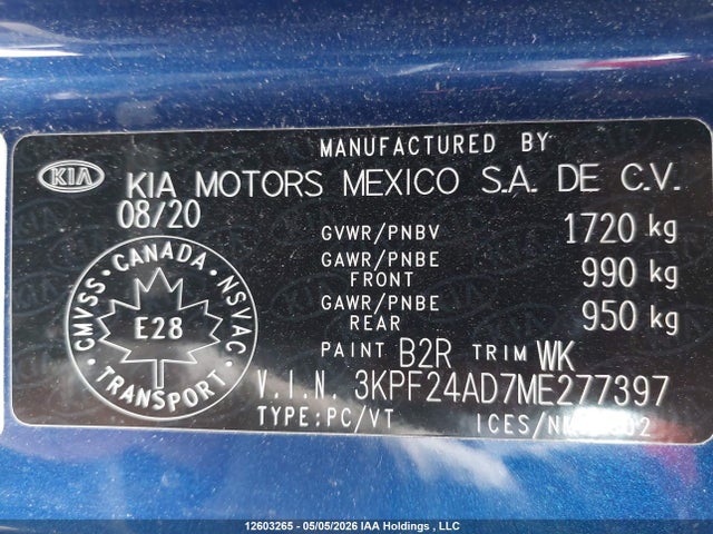 3KPF24AD7ME277397 KIA FORTE LX