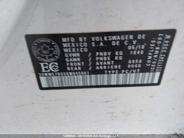 3VWW57BU5KM045081 Volkswagen Jetta 1.4 Tsi Highline