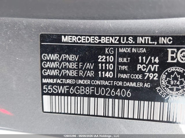 55SWF6GB8FU026406 Mercedes-Benz C 400 4matic
