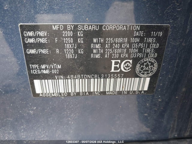 Subaru Outback Limited 2020 4S4BTDNC8L3135557 Image 9