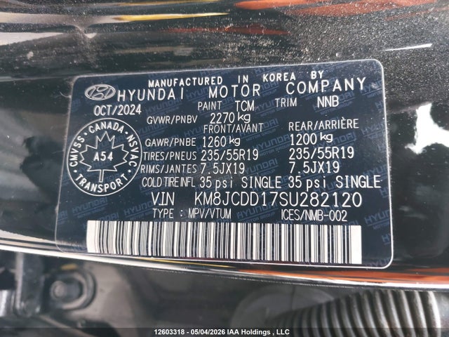 12603318 :رقم المزاد ، KM8JCDD17SU282120 vin ، 2025 Hyundai Tucson Ultimate Hybrid Awd مزاد بيع