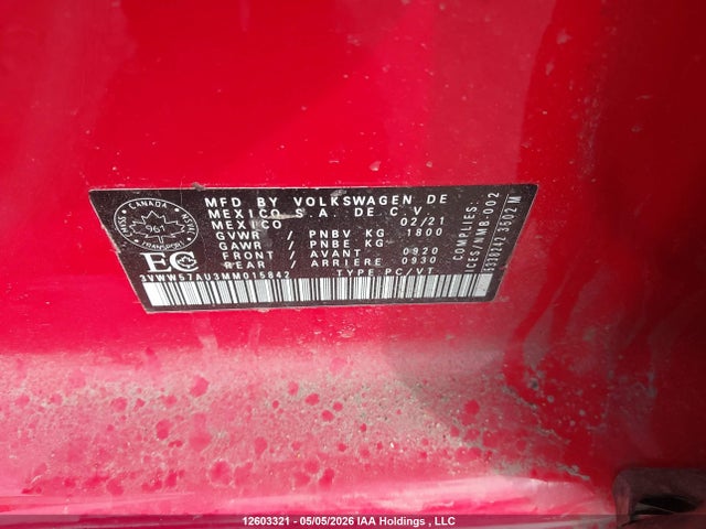 3VWW57AU3MM015842 Volkswagen Golf Comfortline/highline