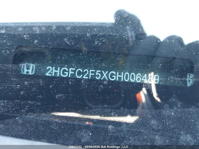 12603332 :رقم المزاد ، 2HGFC2F5XGH006489 vin ، 2016 Honda Civic مزاد بيع