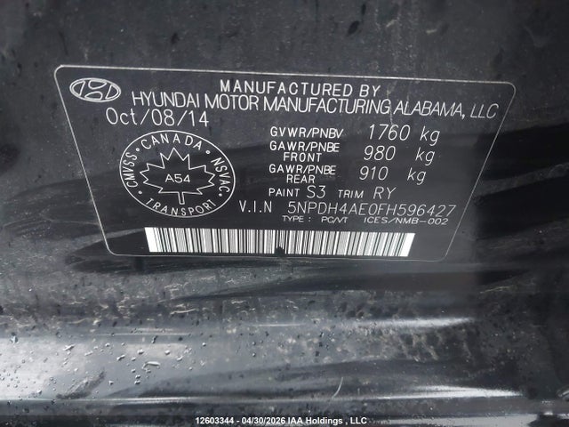 Продаж на аукціоні авто 2015 Hyundai Elantra Gl, vin: 5NPDH4AE0FH596427, номер лоту: 12603344