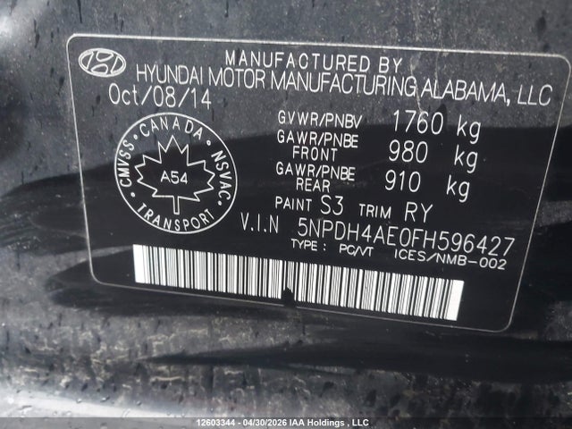 Продаж на аукціоні авто 2015 Hyundai Elantra Gl, vin: 5NPDH4AE0FH596427, номер лоту: 12603344