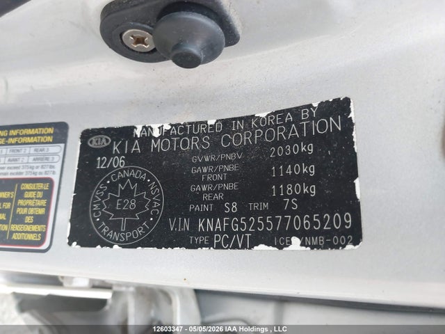 2007 Kia Rondo Ex/ex-premium/lx მანქანა იყიდება აუქციონზე, vin: KNAFG525577065209, აუქციონის ნომერი: 12603347