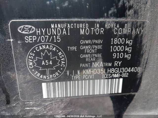 KMHD35LH8GU304408 Hyundai Elantra Gt Limited