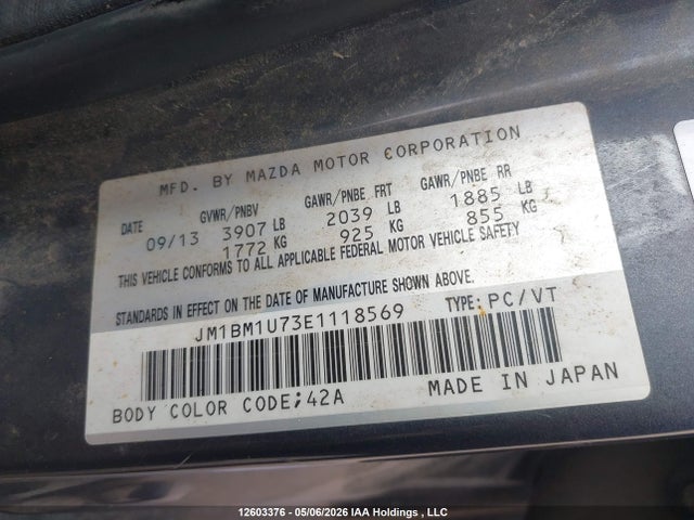 JM1BM1U73E1118569 Mazda 3 SPORT