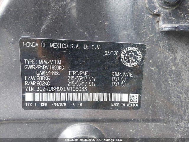 3CZRU6H9XLM106033 Honda Hr-v Touring