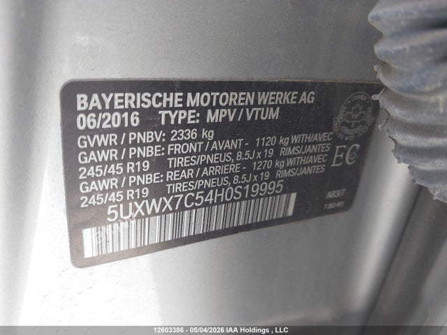 5UXWX7C54H0S19995 BMW X3 Xdrive35i