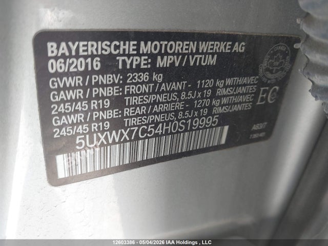 5UXWX7C54H0S19995 BMW X3 Xdrive35i