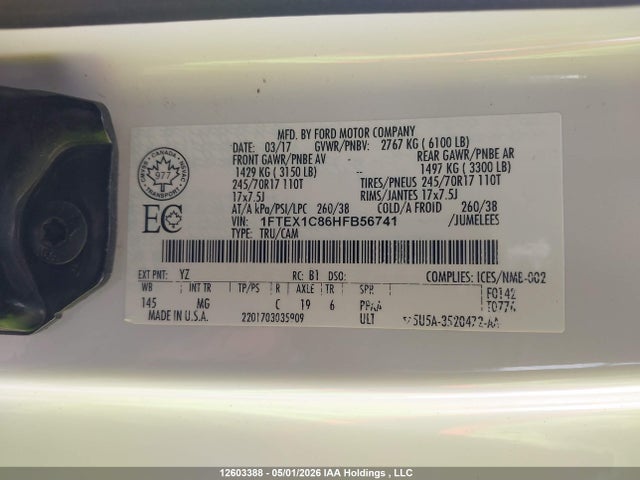 Ford F150 Super Cab 2017 1FTEX1C86HFB56741 Image 9