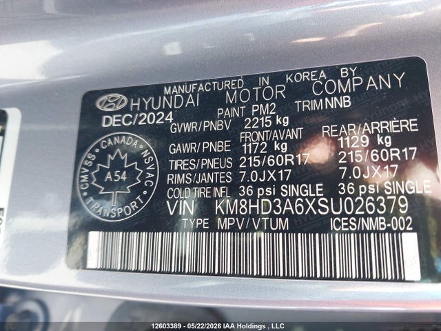 2025 Hyundai Kona Electric Preferred With Trend Package მანქანა იყიდება აუქციონზე, vin: KM8HD3A6XSU026379, აუქციონის ნომერი: 12603389