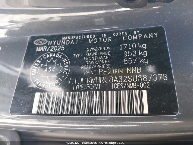 Продаж на аукціоні авто 2025 Hyundai Venue Sel/limited, vin: KMHRC8A32SU387373, номер лоту: 12603422