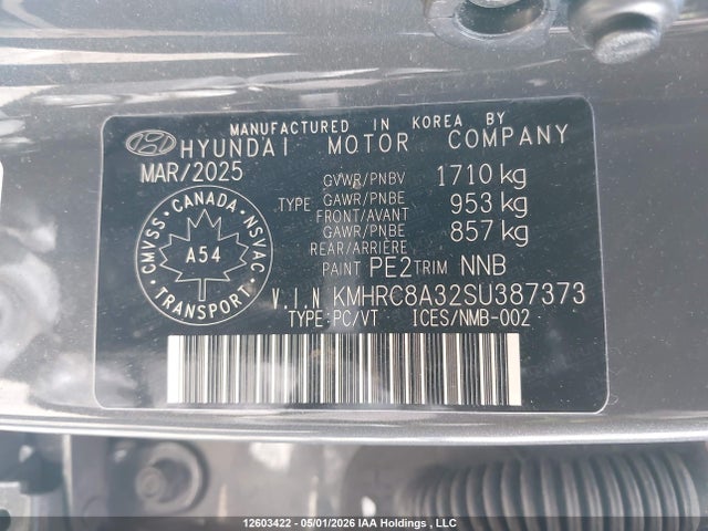 Продаж на аукціоні авто 2025 Hyundai Venue Sel/limited, vin: KMHRC8A32SU387373, номер лоту: 12603422