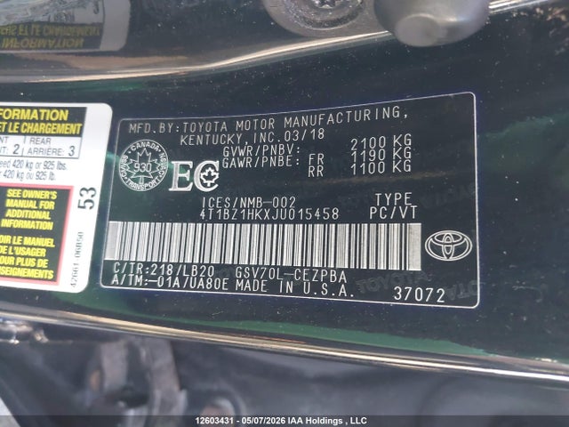 4T1BZ1HKXJU015458 Toyota Camry Xse/xle