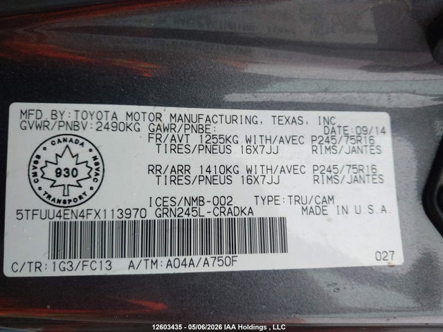 Aukcja sprzedaży 2015 Toyota Tacoma Access Cab/trd Pro, vin: 5TFUU4EN4FX113970, numer aukcji: 12603435