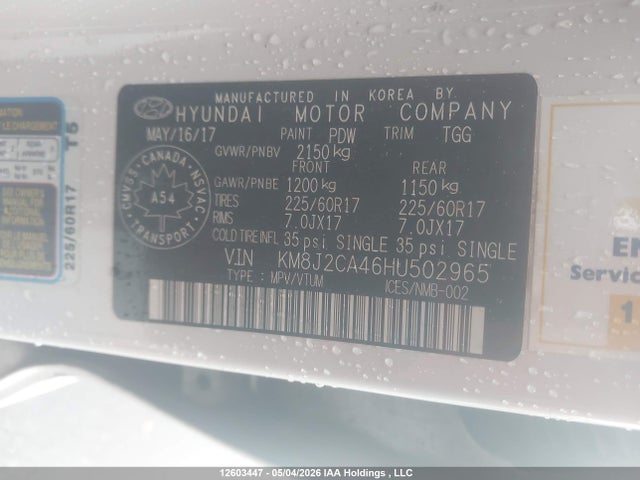 Продаж на аукціоні авто 2017 Hyundai Tucson, vin: KM8J2CA46HU502965, номер лоту: 12603447