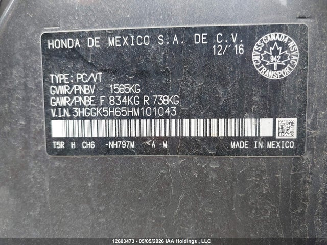 3HGGK5H65HM101043 Honda Fit Se