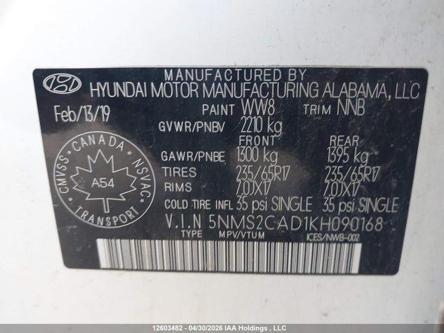 Hyundai Santa Fe Essential 2019 5NMS2CAD1KH090168 Image 9