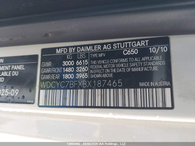 Aukcja sprzedaży 2011 Mercedes-benz G 55 Amg 4matic, vin: WDCYC7BFXBX187465, numer aukcji: 12603492