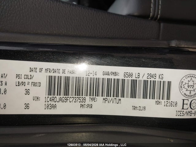 Dodge Durango Sxt 2015 1C4RDJAG9FC737539 Image 9
