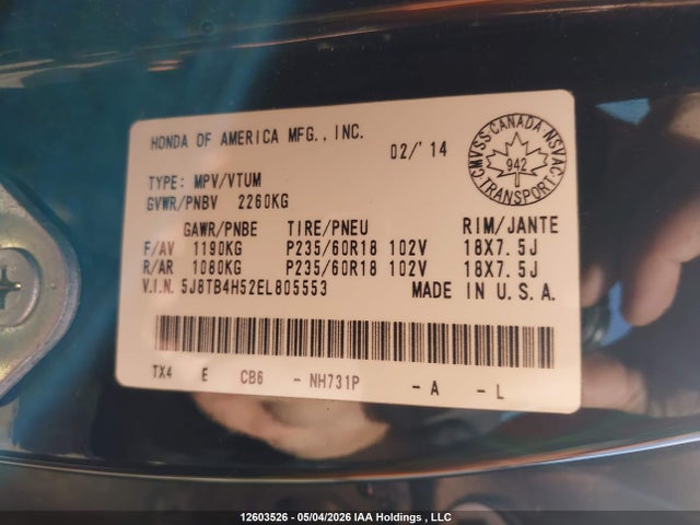 5J8TB4H52EL805553 Acura Rdx Technology