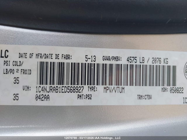 1C4NJRAB1ED568927 Jeep Patriot Sport/north