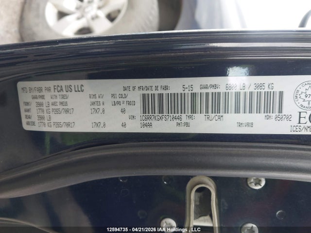 Продажа на аукционе авто 2015 Ram 1500 St, vin: 1C6RR7KGXFS710446, номер лота: 12594735