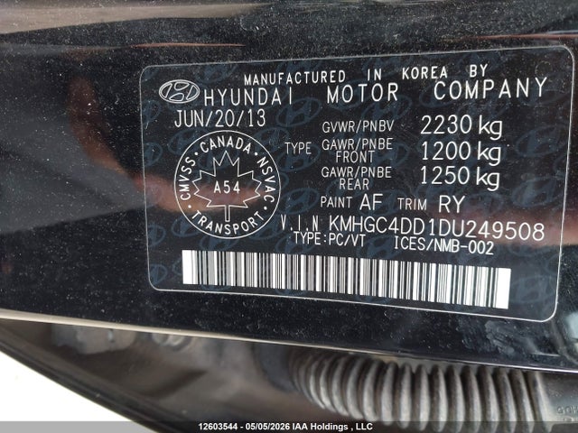 Продаж на аукціоні авто 2013 Hyundai Genesis, vin: KMHGC4DD1DU249508, номер лоту: 12603544