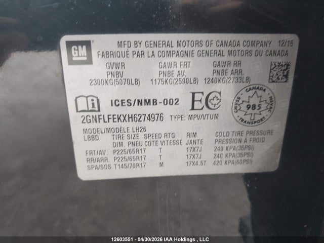 2GNFLFEKXH6274976 Chevrolet Equinox