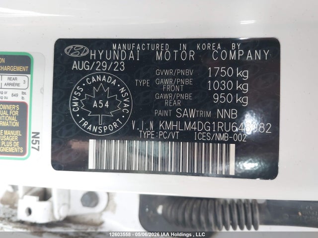 Auction sale of the 2024 Hyundai Elantra Preferred W/tech Package, vin: KMHLM4DG1RU648982, lot number: 12603558