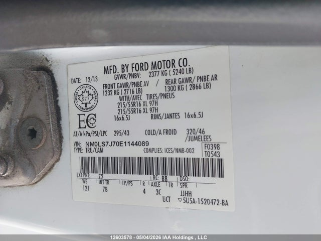 Aukcja sprzedaży 2014 Ford Transit Connect Xlt, vin: NM0LS7J70E1144089, numer aukcji: 12603578