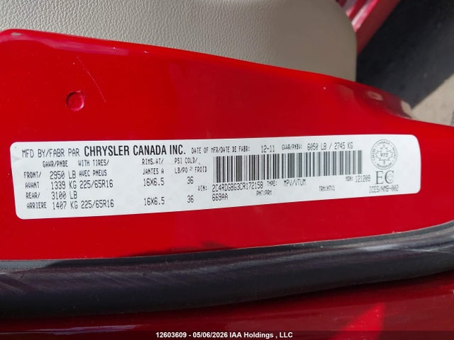 2012 Dodge Grand Caravan მანქანა იყიდება აუქციონზე, vin: 2C4RDGBG3CR172158, აუქციონის ნომერი: 12603609