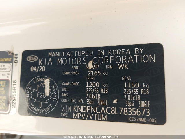 KNDPNCAC8L7835673 KIA Sportage Ex