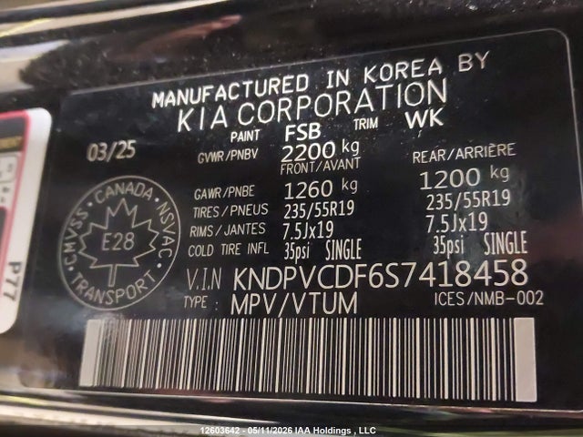 2025 Kia Sportage Ex მანქანა იყიდება აუქციონზე, vin: KNDPVCDF6S7418458, აუქციონის ნომერი: 12603642