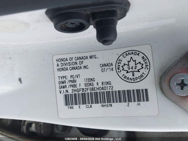 2HGFB2F58EH040172 Honda Civic Ex 4dr
