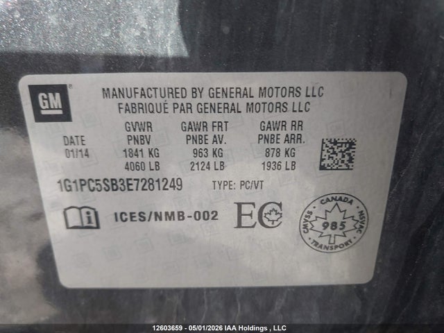 1G1PC5SB3E7281249 Chevrolet CRUZE LT