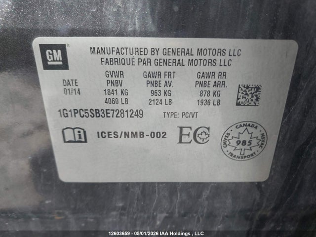 1G1PC5SB3E7281249 Chevrolet CRUZE LT