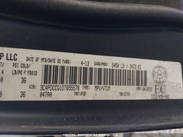 12603704 :رقم المزاد ، 3C4PDDFG5CT308478 vin ، 2012 Dodge Journey R/t مزاد بيع