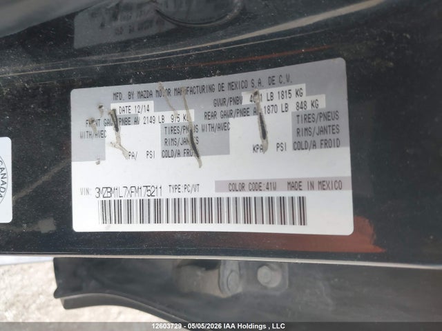 3MZBM1L7XFM175211 Mazda MAZDA3