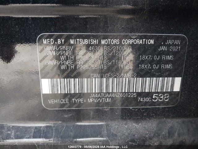 JA4ATUAA4NZ601225 Mitsubishi Eclipse Cross Es