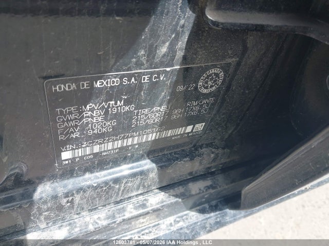 2023 Honda Hr-v მანქანა იყიდება აუქციონზე, vin: 3CZRZ2H77PM105162, აუქციონის ნომერი: 12603781