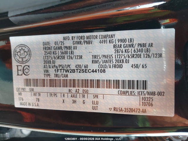 1FT7W2BT2SEC44108 Ford F250 Super Duty